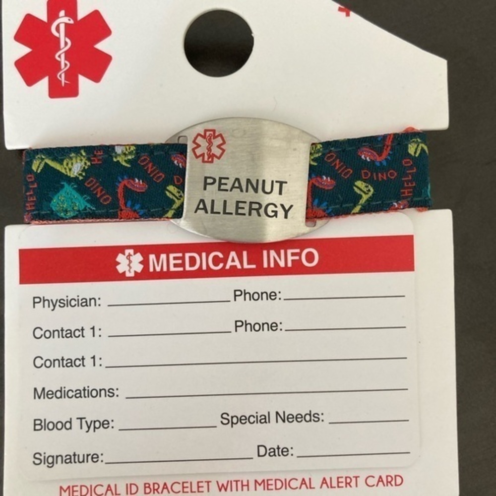 Peanut Allergy medic alert Jewelry Accessory with Medical Alert adjustable